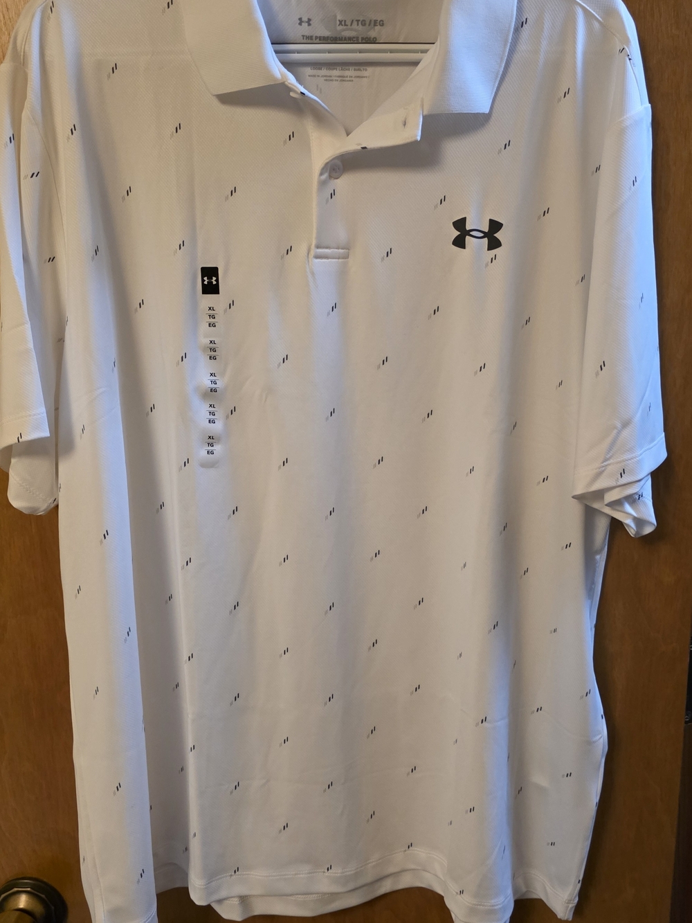 Under Armour Men’s White Polo with Micro Logo Print- XL